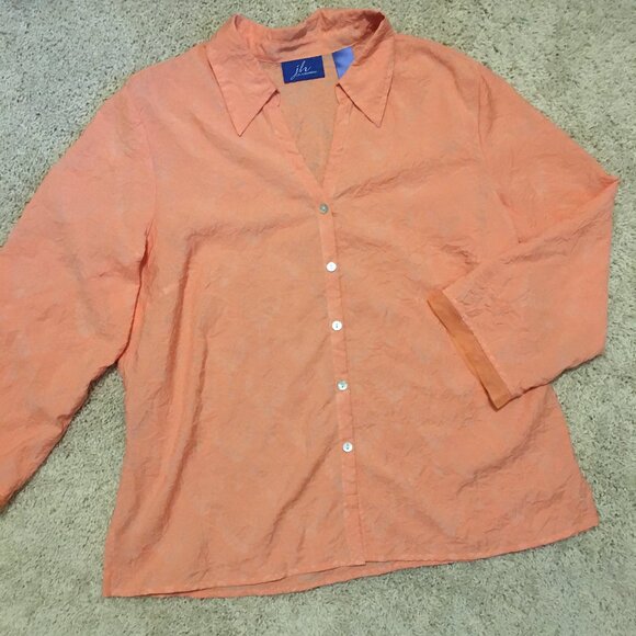 Vintage JH Collectibles Coral & Mother of Pearl Button Up Dress Shirt - Picture 12 of 16